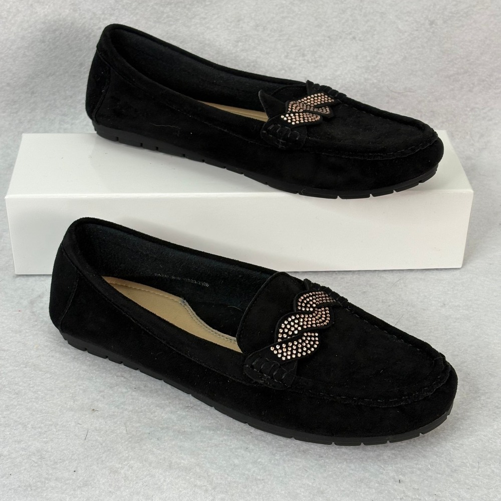 Patrizia by Spring Step Womens 8 Black Suede Embellished Loafers Luxury‎ Comfort
